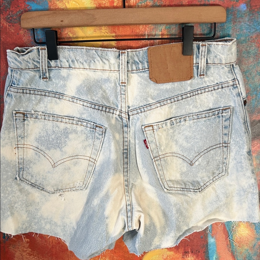 Levi's Faded Blue Ripped Jean Shorts